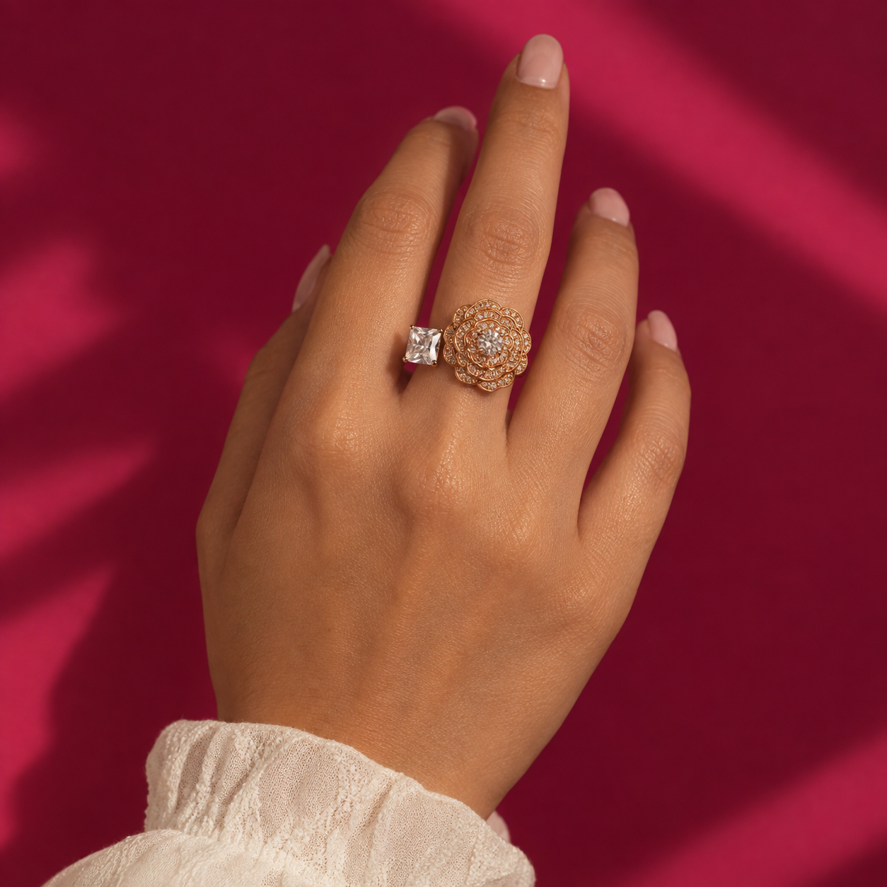 Silver Bloom Duo Ring