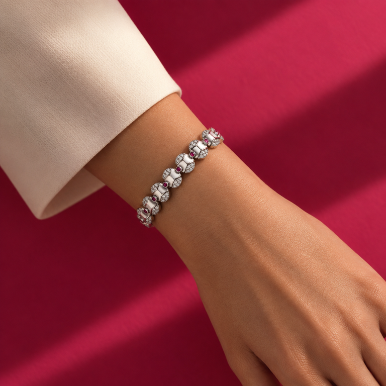 Emerald Elegance Diamond Bracelet